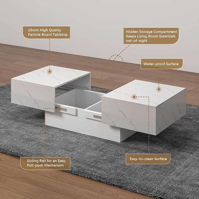 Marble Modern Coffee Table - Image 5