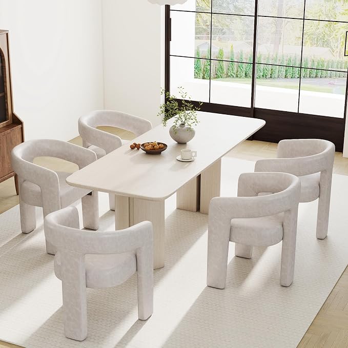 RIVOVA Modern Barrel Dining Chairs Set of 5, PU Leather Upholstered Accent Side by RIVOVA