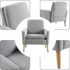 Accent Chair Set of 2 Living Room, Fabric Upholstered Comfy Reading Chair - Image 6