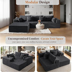 108" Oversized Cloud Sectional Couch, Comfort L Shaped Boneless Couch - Image 6