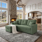 L Shaped Sectional Couch with Storage and Pull Out Bed, 3 Seater Sleeper Sofas - Image 5
