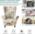 KRFOONN Velvet Wing Chair Slipcovers 2 Piece Stretch Printed Wingback Chair - Image 6