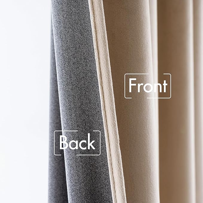 MIULEE Velvet Curtains 52x96 inches 2 Panels Camel Beige Blackout Curtains | - Image 6