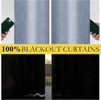 NICETOWN Short 100% Blackout Curtains 63" Long, Burlap Linen Drapes - Image 4