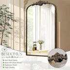 Besdomus Vintage Black Arched Mirror: 24"x42" French Large Arch Black Antique - Image 6