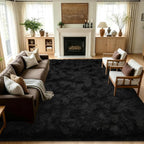 8x10 Extra Large Black Fluffy Area Rug Non-Slip by ModernHomeDecor