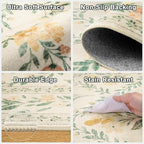 PLHXFR 2.6x10 Washable Runner Rug：Floral Indoor Kitchen Carpet Beige Multi | - Image 8