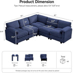 87'' V-Shaped Sectional Sofa Couch, 5-Seater Modular Couches - Image 2