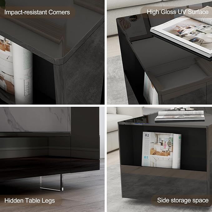 39" High Gloss Wood Coffee Table - Image 3