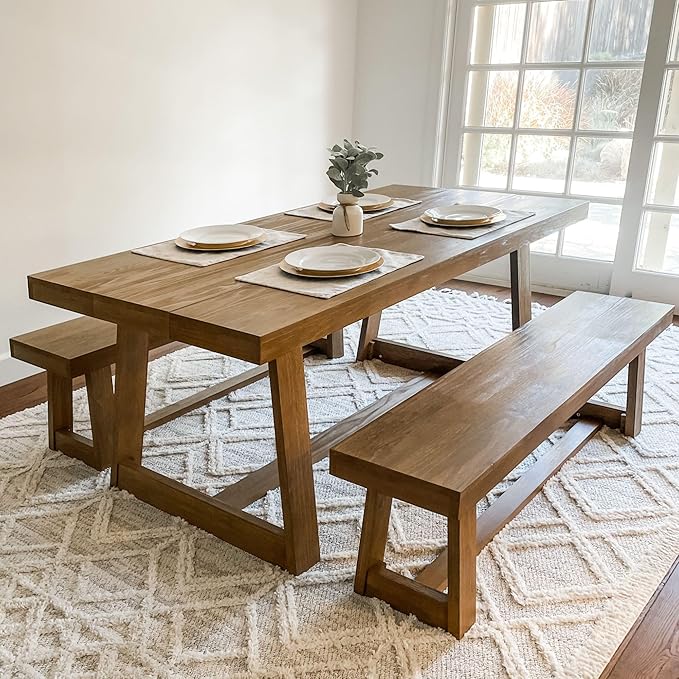 Plank+Beam 72 Inch Farmhouse Dining Table, Solid Wood Rustic Kitchen Table - Image 4