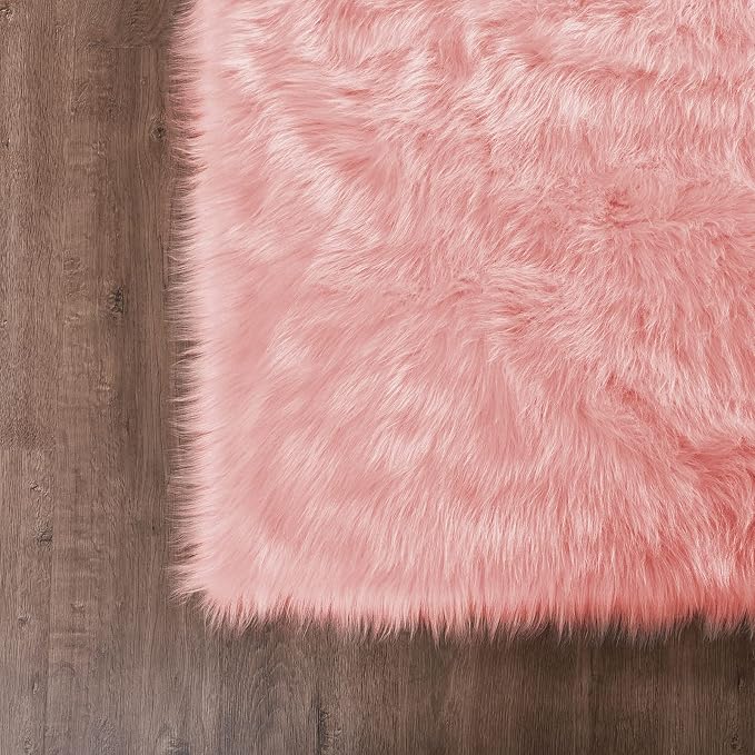 Goolela Pink Faux Sheepskin Fur Rug 4x6 Fluffy Fuzzy Furry Area Rug - Image 6