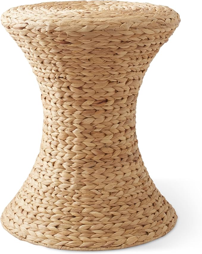 Casafield Hourglass Side Table, Water Hyacinth Round End Table, Boho Woven by Casafield