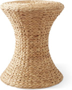 Casafield Hourglass Side Table, Water Hyacinth Round End Table, Boho Woven by Casafield