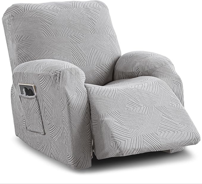 Recliner Chair Covers, 4-Piece Stretch Geometric Strokes Jacquard Reclining by Unknown