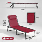 Outsunny Folding Chaise Lounge Chair, Patio Sun Tanning Chair, Outdoor Chaise - Image 3