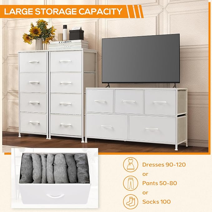 DUMOS Dresser for Bedroom, 4 Storage Drawers, Tall Fabric Closet Chests - Image 4