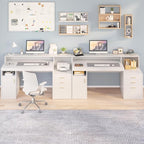 YOMILUVE Computer Desk with 3 Drawer & Storage Shelves, Home Office Desk with - Image 9