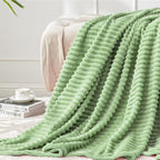 BEDELITE 3D Ribbed Apple Green Fleece Throw Blanket by BEDELITE