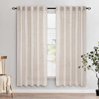 MIULEE Natural White Linen Curtains 37x72 Inch Length 2 Panels | Window Drapes - Image 2