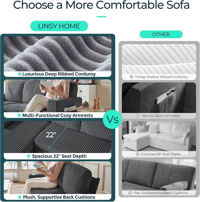 LINSY HOME Sectional Sleeper Sofa Pull Out Couches - Image 5