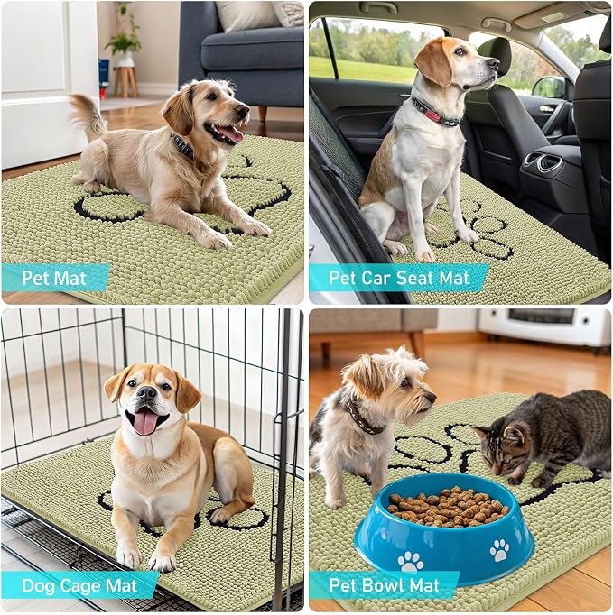 OLANLY Dog Door Mat for Muddy Paws 48x30, Paw Print Design Chenille Mud Mat | - Image 7