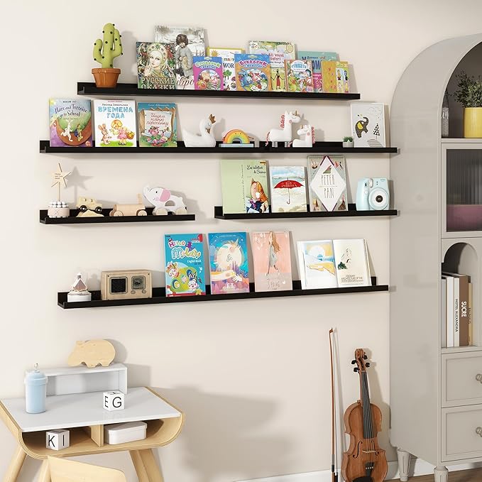 Fun Memories Picture Ledge Shelves Set of 2, 55 Inch Rustic Wall Mounted - Image 6