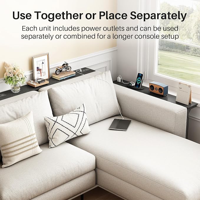 Kitstorack 2-Pack Black Console Table, 7.9" Deep Panel, Adjustable Height & - Image 7