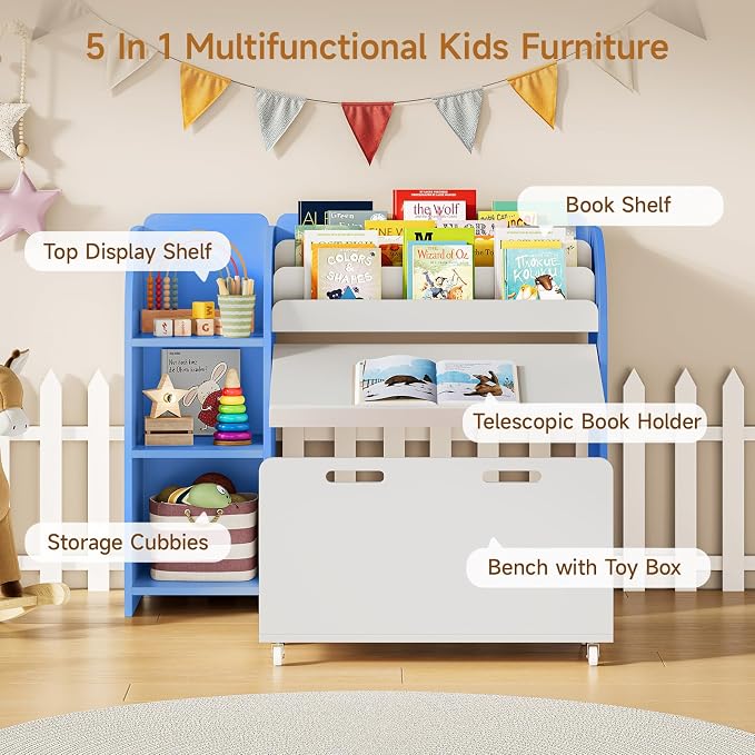 ONBRILL Kids Bookshelf and Toy Storage Organizer - Image 4
