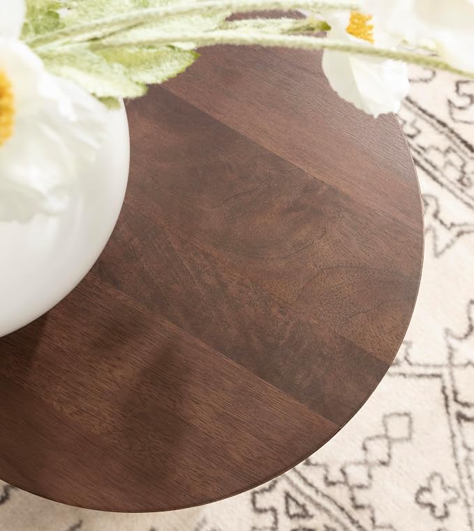 Kate and Laurel Gierson Modern Wooden Round Side Table; 12 x 12 x 22; Dark - Image 6