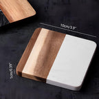 I-LAN 4-Piece Marble and Wood Coasters - Image 2