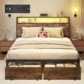 Lifezone Full Bed Frame with 2-Tier Storage Headboard, Metal Bed Frame with by Lifezone