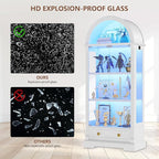 Arched Display Cabinet with Glass Doors, 4-Tier Display Case - Image 7