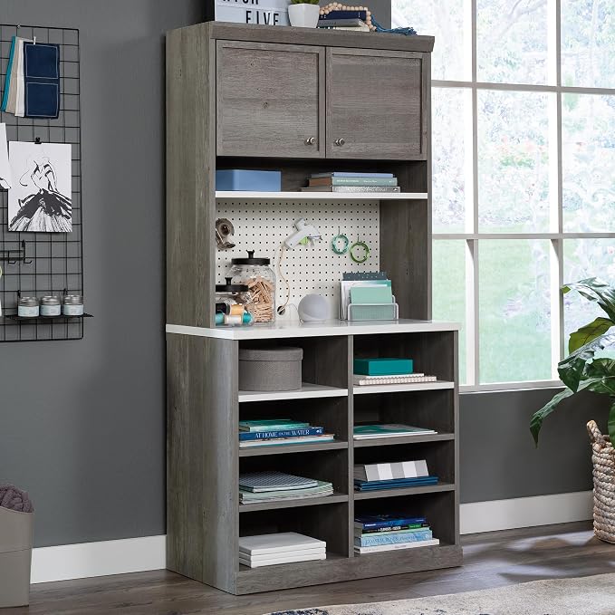 Sauder Craft Pro Series Hutch, Mystic Oak Finish - Image 8