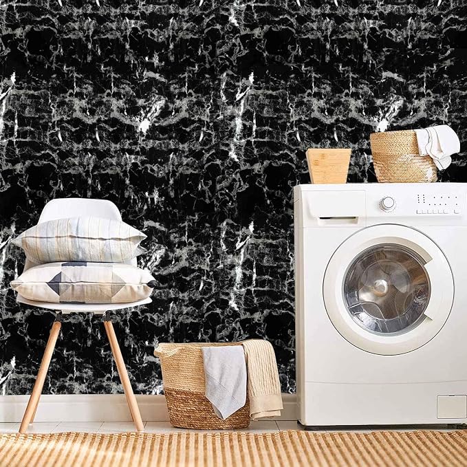 Arthome Black Marble Contact Paper, 15.7"x393" Self Adhesive Wallpaper - Image 4