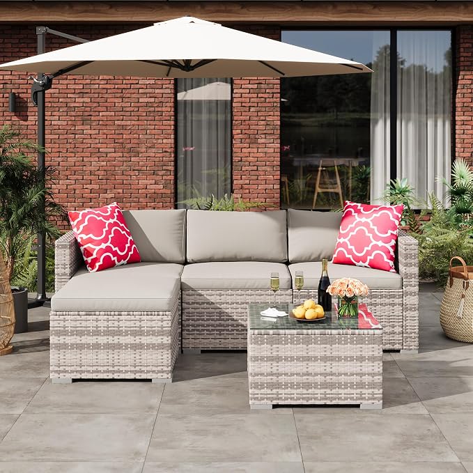 5-Piece Outdoor Sectional Sofa Set, All-Weather PE Rattan Patio Furniture - Image 7