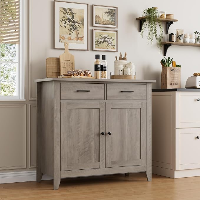 HORSTORS Kitchen Storage Cabinet, Modern Farmhouse Buffet Cabinet - Image 2
