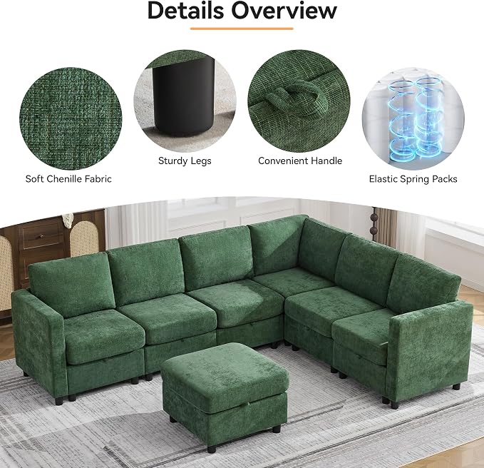 104'' V Shaped Modular Sofa, Sectional Couch - Image 5