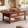 LVB Rattan Coffee Table, Boho Wood Living Room Table by LVB