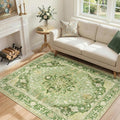 RELEANY Area Rugs 4'x6' Washable Non-Slip, Floral Vintage Distress Print by RELEANY