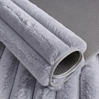 Blue Grey Rabbit Striped Plush Rug 8'x10', Fluffy Shaggy Area Rug - Image 6