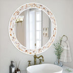 Tanmicoshomy Round Wall Mirror 30 Inch, Natural Brown Shell Framed Circle - Image 6