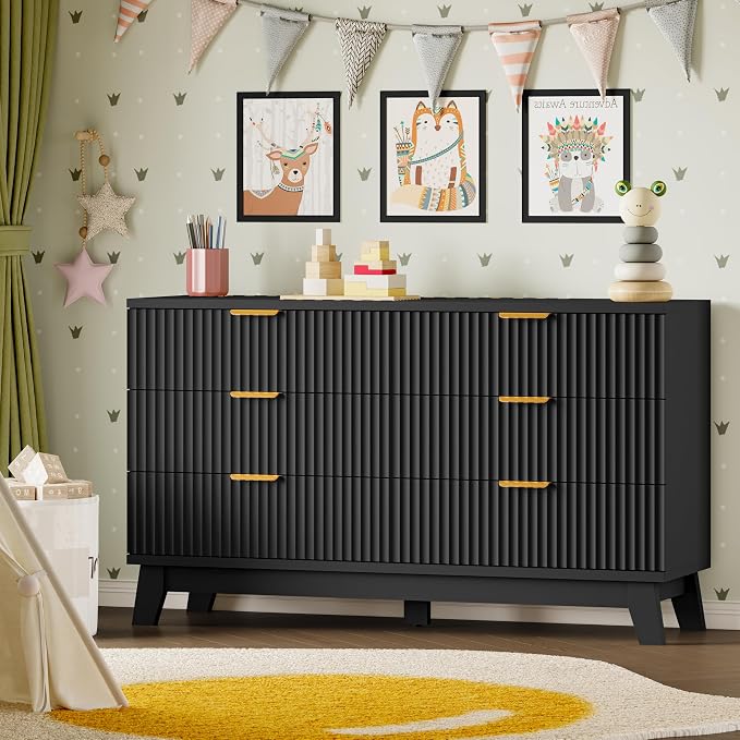 BORNOON Fluted 6 Drawer Dresser, 47.2" Wide Modern Boho Chest of Drawers - Image 7