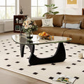 35.8" Modern Coffee Table, Triangle Tempered Glass & Sturdy Solid Legs by PRITIY