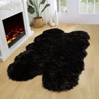 Latepis Black Faux Fur 4x6 Area Rug Tapetes para Sala - Image 3
