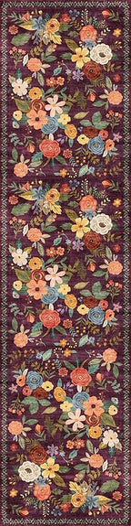 Purple Floral Hallway Runner Rug 3x7 - Image 2