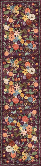 Purple Floral Hallway Runner Rug 2'6"x14' by WelcometoBabovid