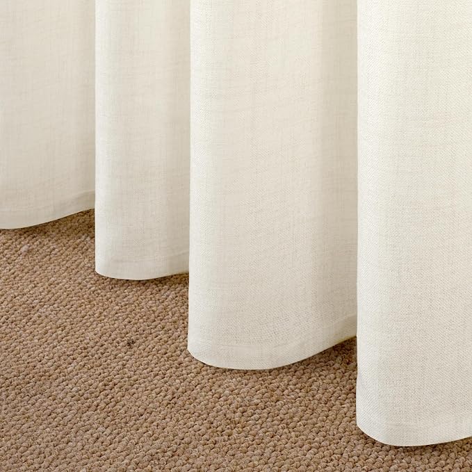 YoungsTex Ivory Linen Curtains 52X80 Inch Length 2 Panels - Image 8