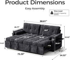 Convertible Sleeper Sofa Bed, 86 Inch Chenille Pull Out Couch - Image 2
