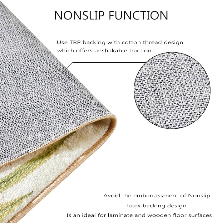 RoomTalks Mid Century Modern Washable Rug, Abstract Tropical Leaves Non Slip - Image 7