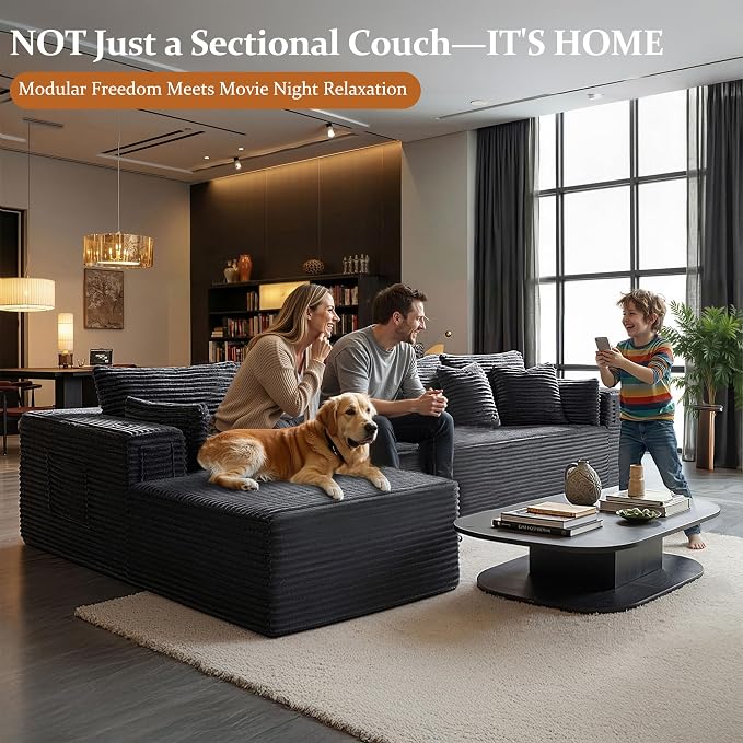 138" Oversized Cloud Sectional Couch, Comfort L Shaped Boneless Couch - Image 4
